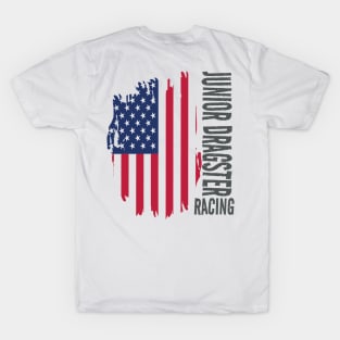 Junior Dragster Racing American Flag USA T-Shirt